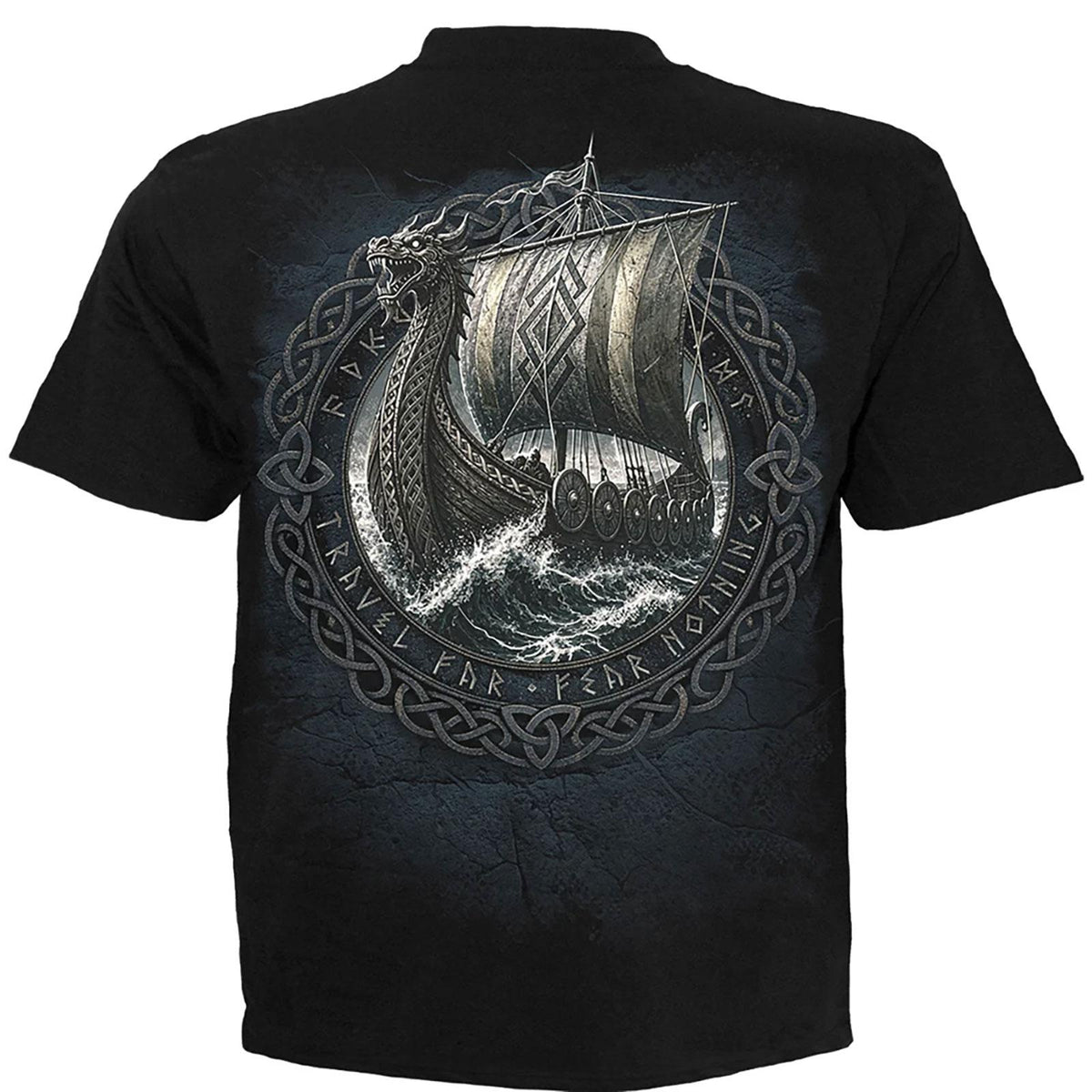 Black - Back - Spiral Direct Unisex Adult Viking Norseman Back Print T-Shirt