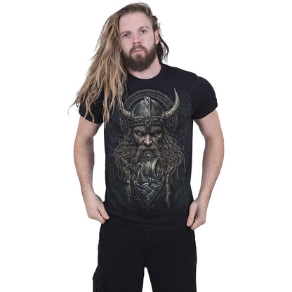 Black - Side - Spiral Direct Unisex Adult Viking Norseman Back Print T-Shirt