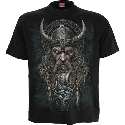 Black - Front - Spiral Direct Unisex Adult Viking Norseman Back Print T-Shirt