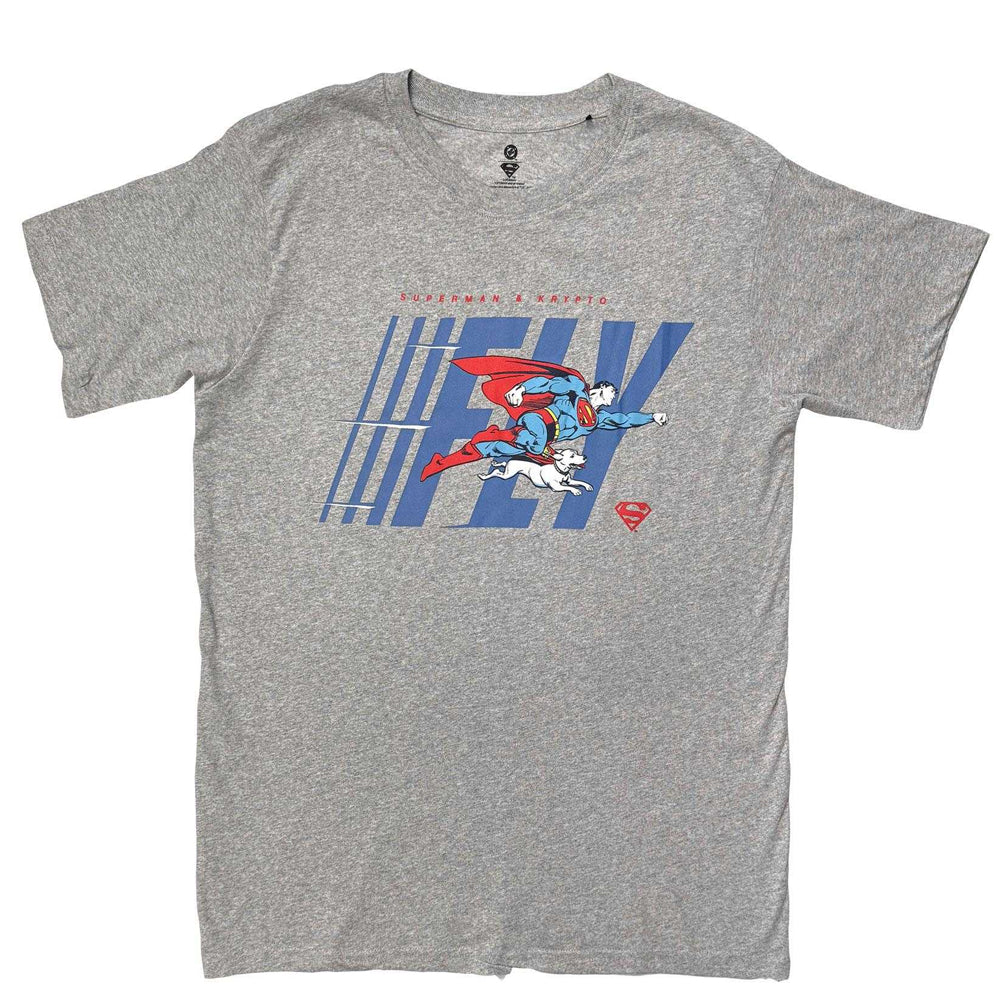 Grey - Front - Superman Unisex Adult Fly T-Shirt