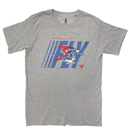 Grey - Front - Superman Unisex Adult Fly T-Shirt