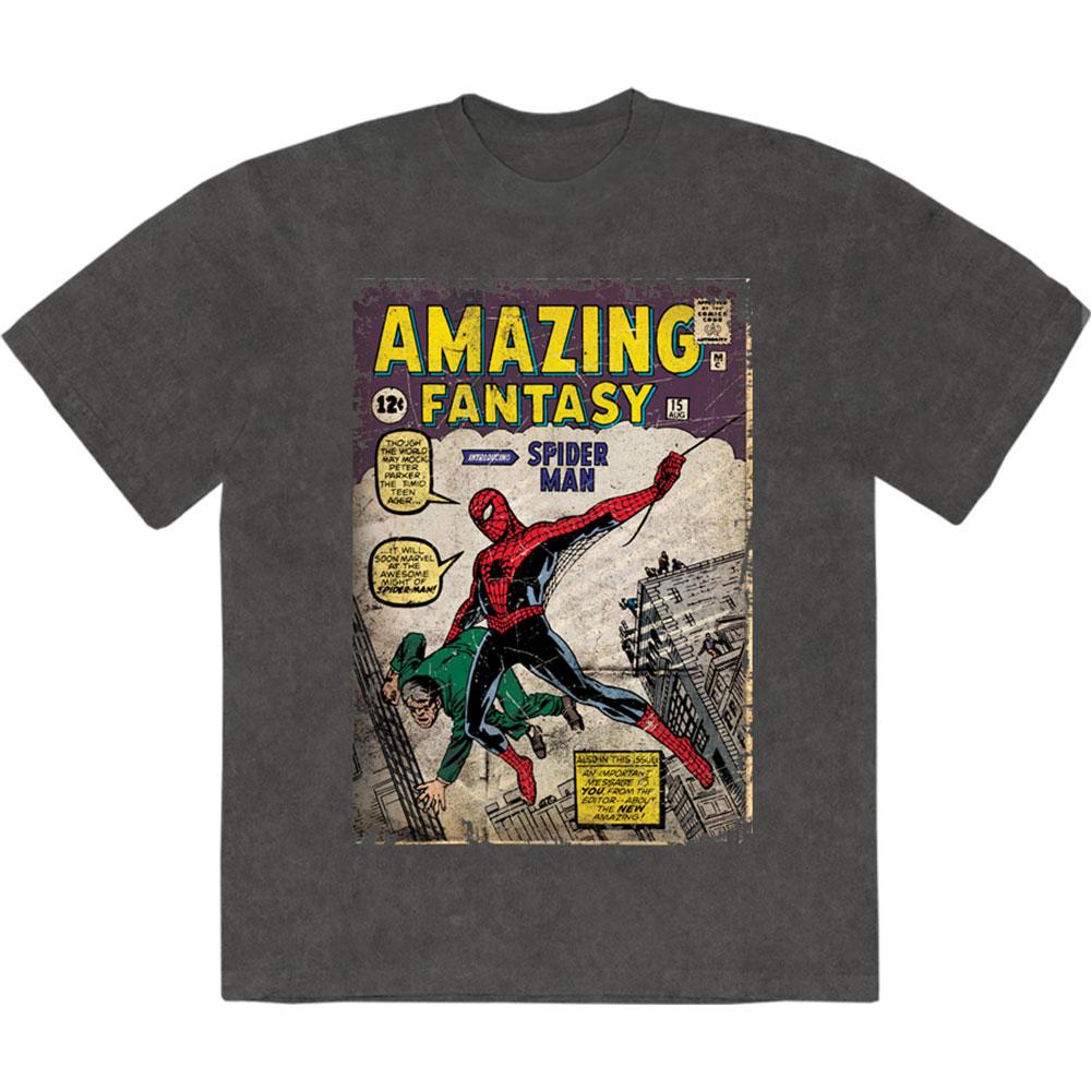 Charcoal Grey - Front - Marvel Comics Unisex Adult Amazing Fantasy Spider-Man Stone Wash T-Shirt