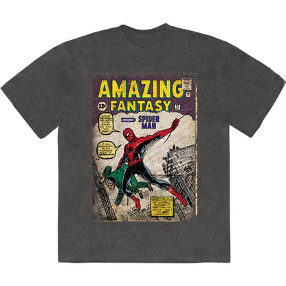 Charcoal Grey - Front - Marvel Comics Unisex Adult Amazing Fantasy Spider-Man Stone Wash T-Shirt