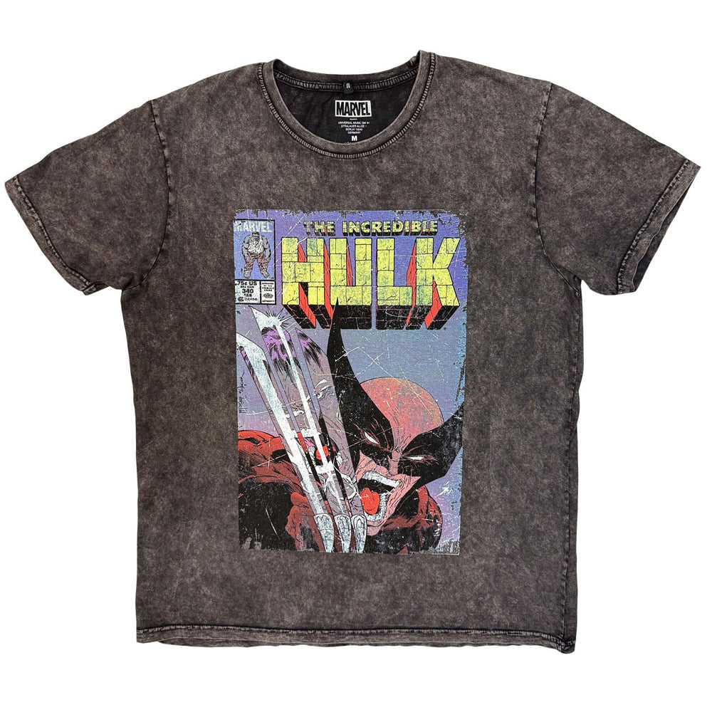 Charcoal Grey - Front - Marvel Comics Unisex Adult Incredible Hulk Wolverine Stone Wash T-Shirt
