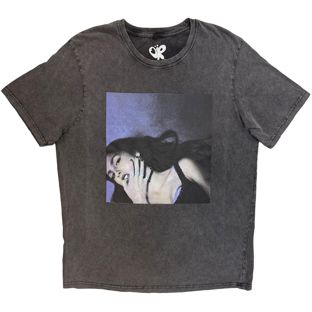 Charcoal Grey - Front - Olivia Rodrigo Unisex Adult Guts Album Cover Stone Wash Back Print T-Shirt