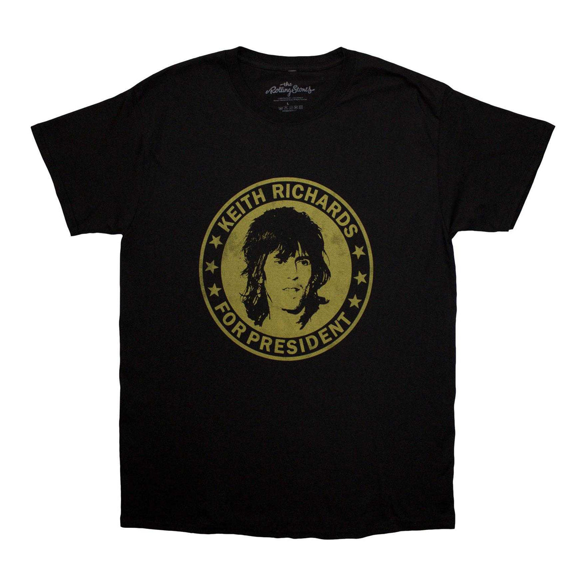 Black - Front - The Rolling Stones Unisex Adult Keith For President T-Shirt