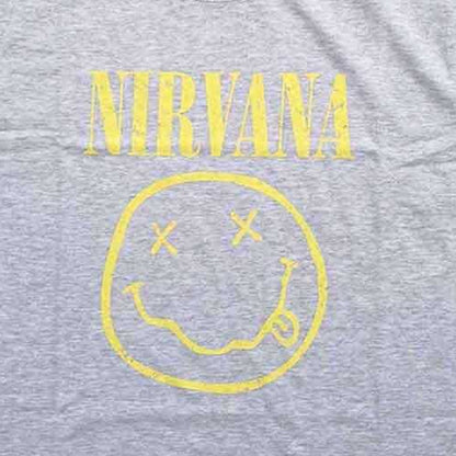 Heather Grey - Side - Nirvana Childrens-Kids Happy Face T-Shirt