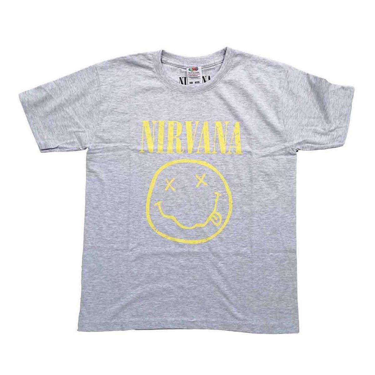 Heather Grey - Front - Nirvana Childrens-Kids Happy Face T-Shirt
