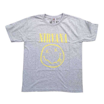 Heather Grey - Front - Nirvana Childrens-Kids Happy Face T-Shirt