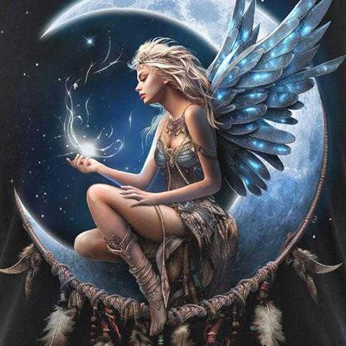 Black - Back - Spiral Direct Womens-Ladies Moon Fairy Razor Back Tank Top