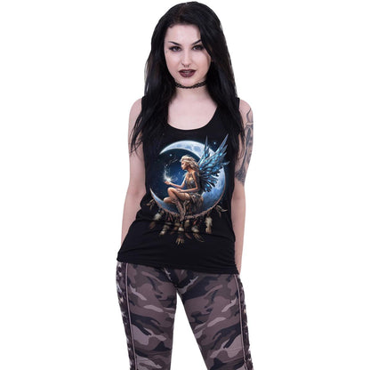 Black - Side - Spiral Direct Womens-Ladies Moon Fairy Razor Back Tank Top