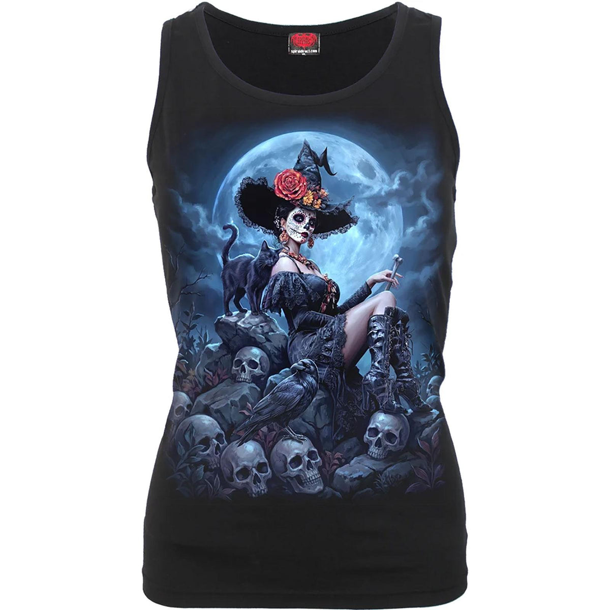 Black - Front - Spiral Direct Womens-Ladies Night Of The Dead Sleeveless Tank Top