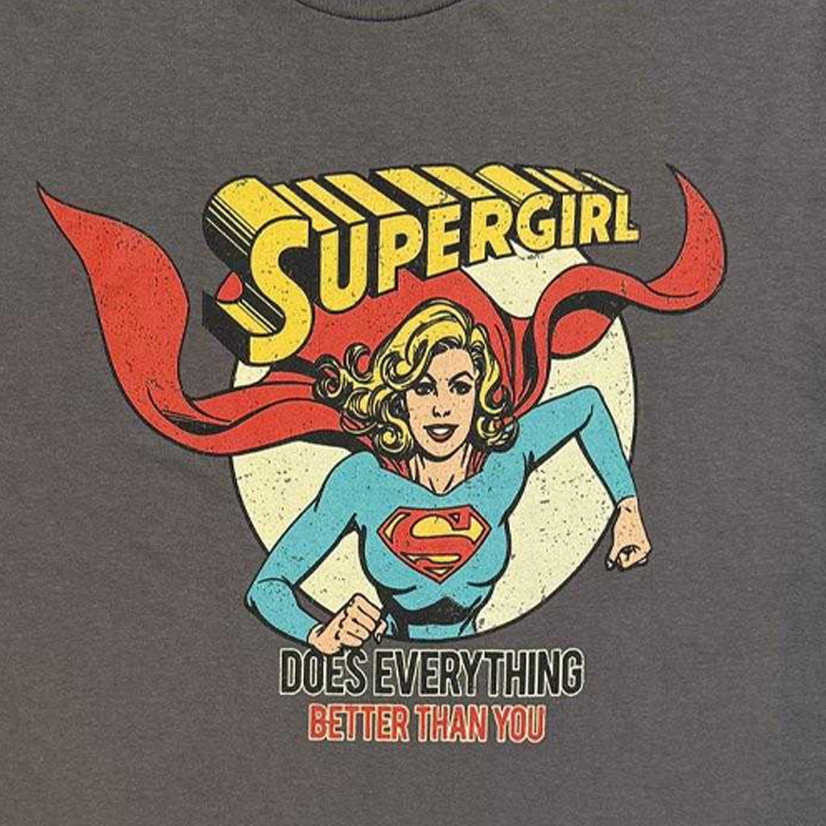 Charcoal Grey - Side - Supergirl Unisex Adult Does Everything T-Shirt