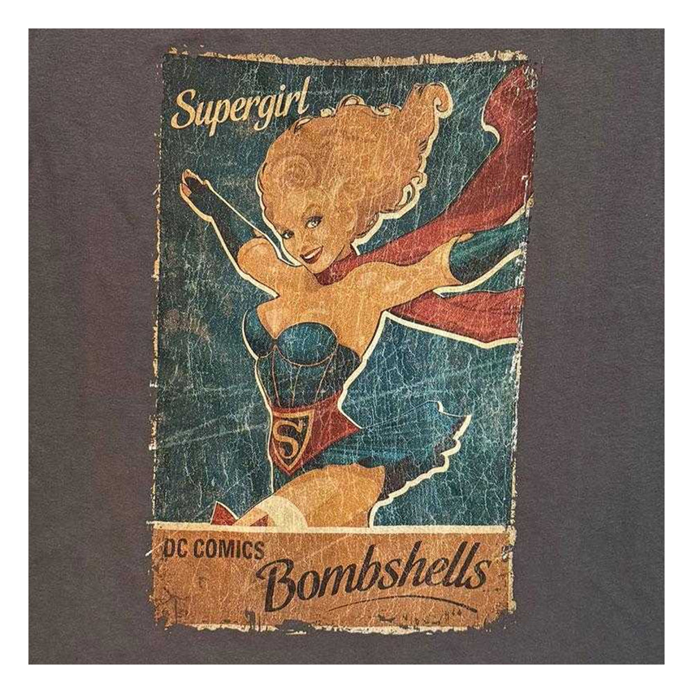 Charcoal Grey - Back - Supergirl Unisex Adult Bombshells T-Shirt