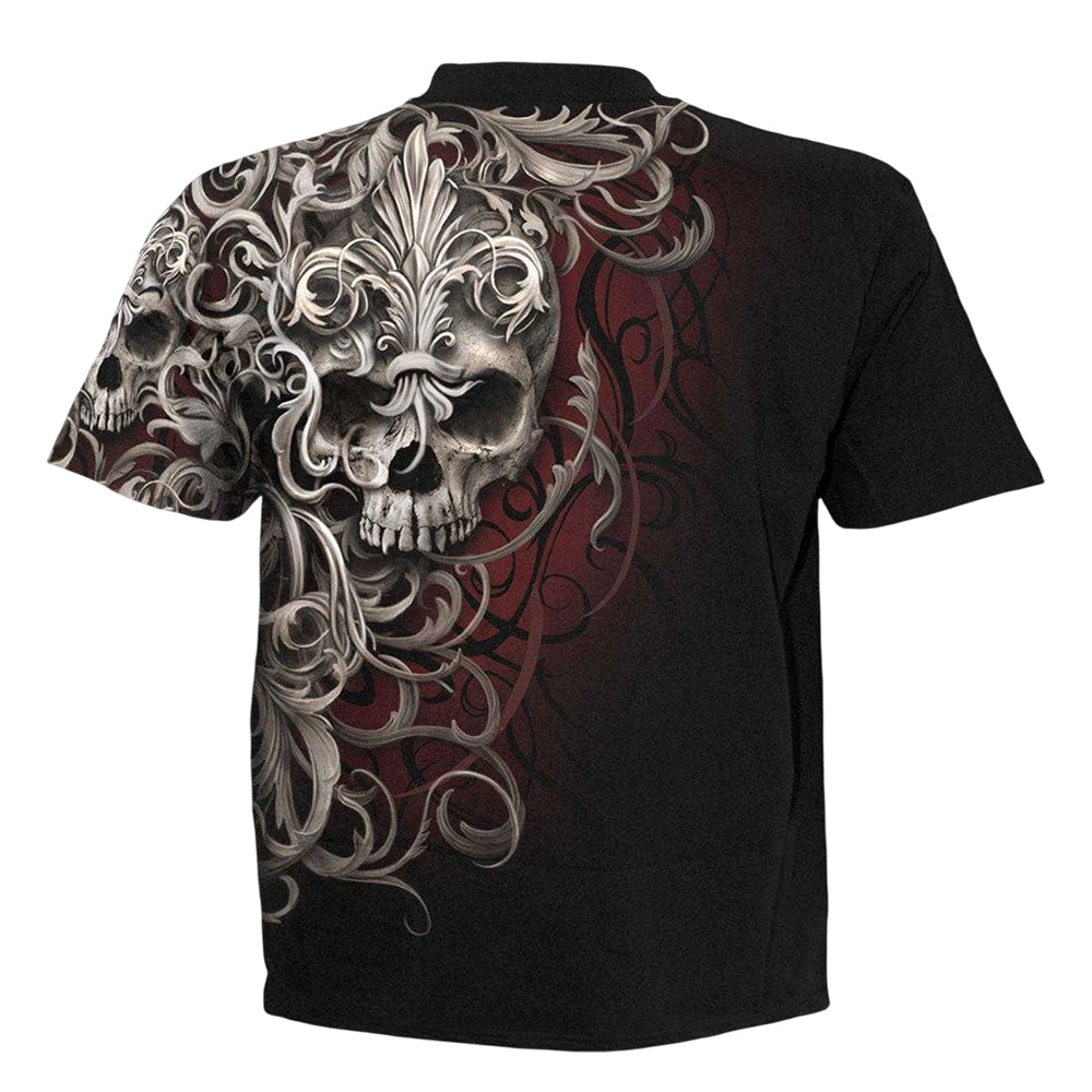 Black - Back - Spiral Direct Unisex Adult Skull Shoulder Wrap T-Shirt