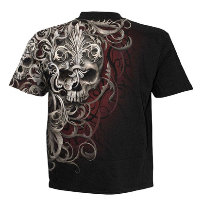 Black - Back - Spiral Direct Unisex Adult Skull Shoulder Wrap T-Shirt