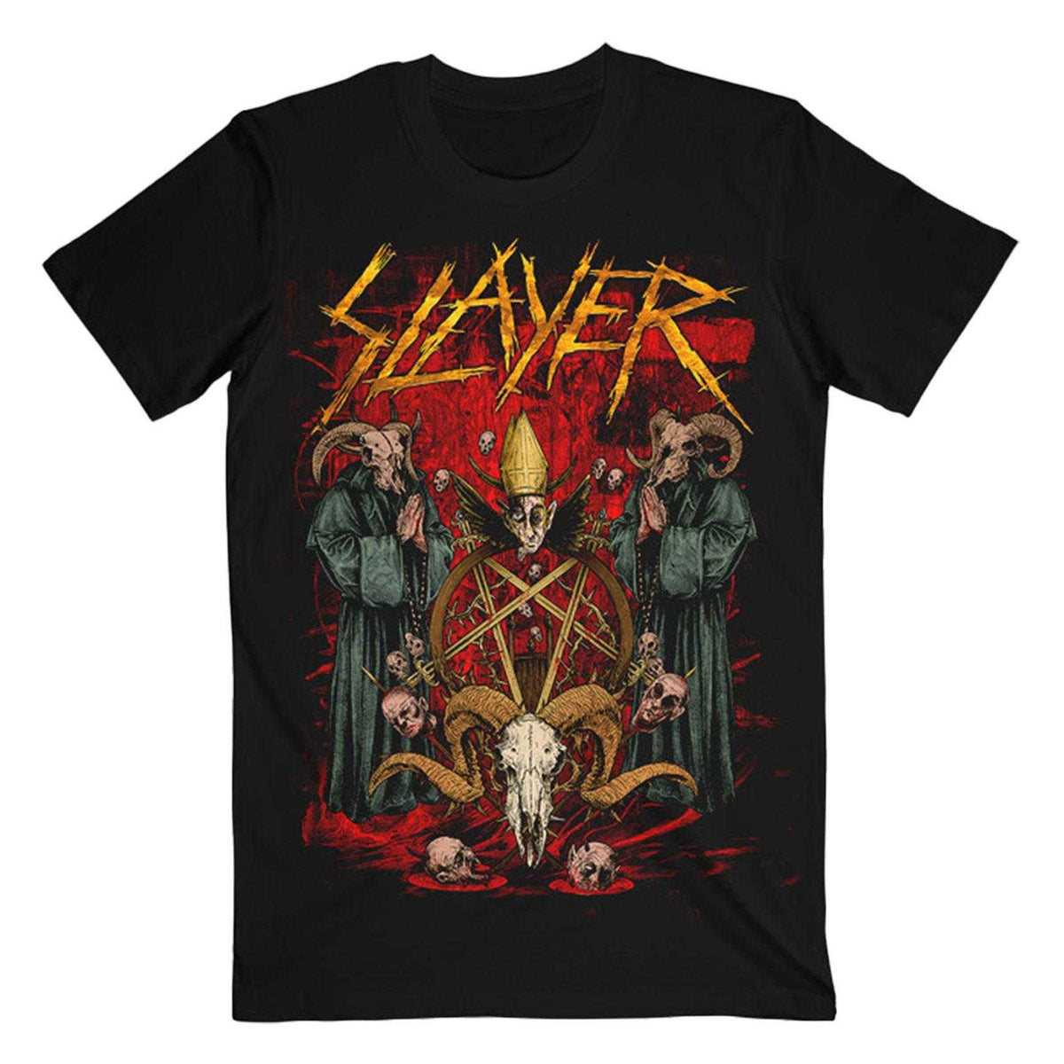 Black - Front - Slayer Unisex Adult Goat Pray Crew Neck T-Shirt