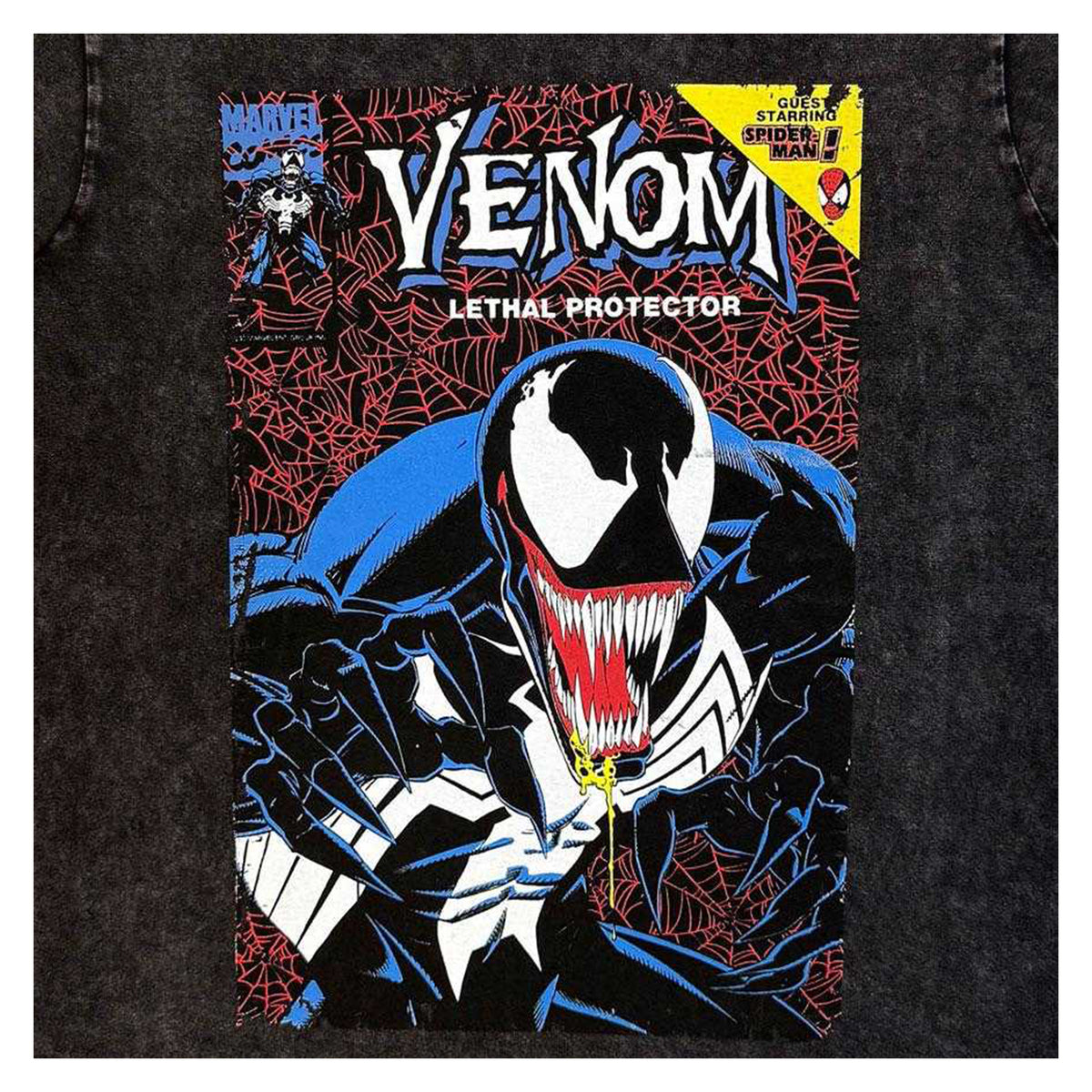 Black - Side - Marvel Comics Unisex Adult Lethal Protector Venom Stone Wash T-Shirt