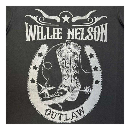 Charcoal Grey - Side - Willie Nelson Unisex Adult Unplugged Outlaw T-Shirt