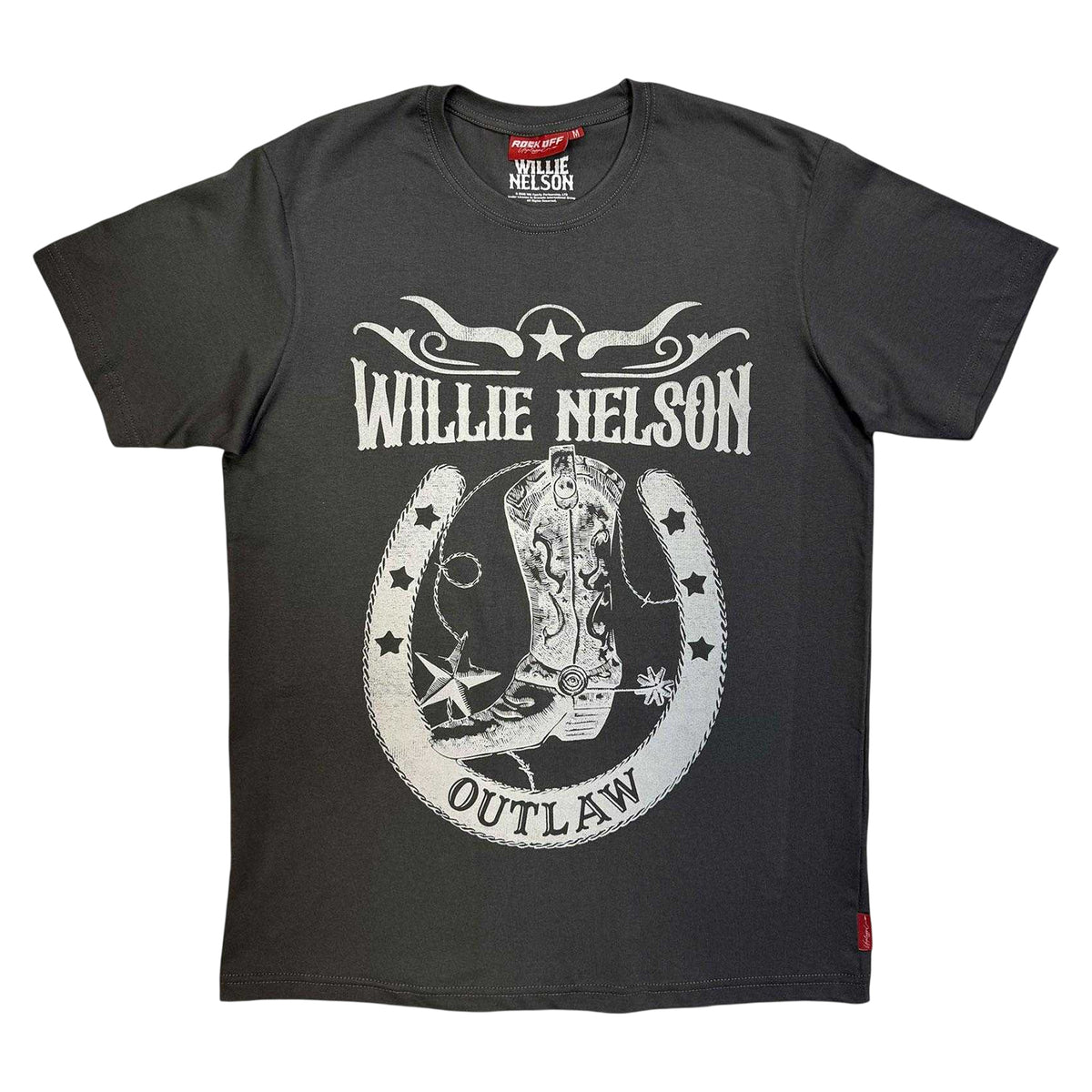 Charcoal Grey - Front - Willie Nelson Unisex Adult Unplugged Outlaw T-Shirt