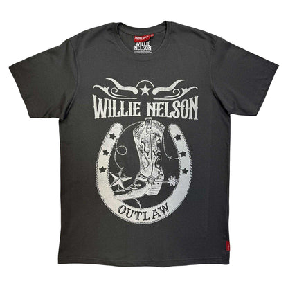 Charcoal Grey - Front - Willie Nelson Unisex Adult Unplugged Outlaw T-Shirt