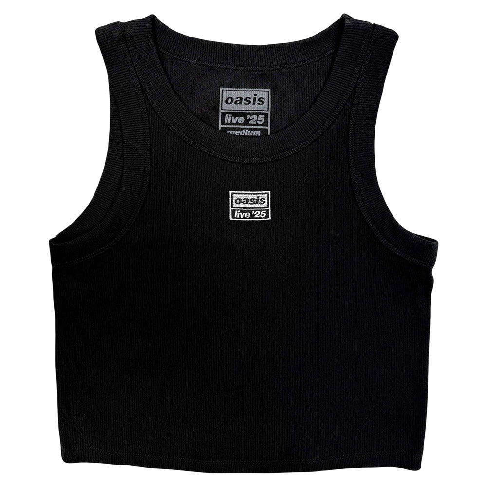 Black - Front - Oasis Unisex Adult Live ´25 Embroidered Vest Top