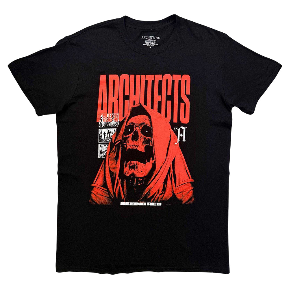 Black - Front - Architects Unisex Adult Seeing Red Skeleton Reaper T-Shirt