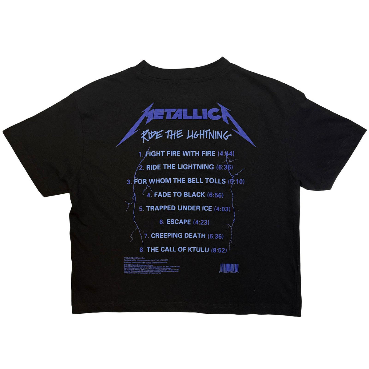 Black - Back - Metallica Womens-Ladies Ride The Lightning Back Print Crop Top