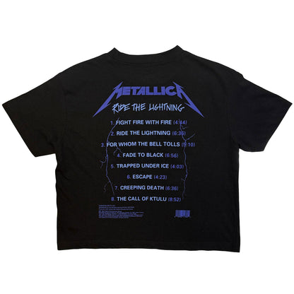 Black - Back - Metallica Womens-Ladies Ride The Lightning Back Print Crop Top