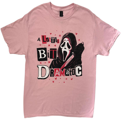 Pink - Front - Scream Unisex Adult A Little Bit Dramatic Ghostface T-Shirt