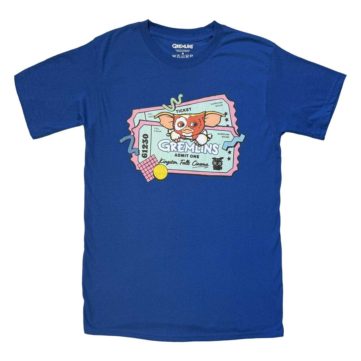 Blue - Front - Gremlins Unisex Adult Gizmo Ticket T-Shirt