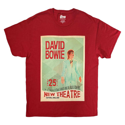 Red - Front - David Bowie Unisex Adult Oxford Poster T-Shirt