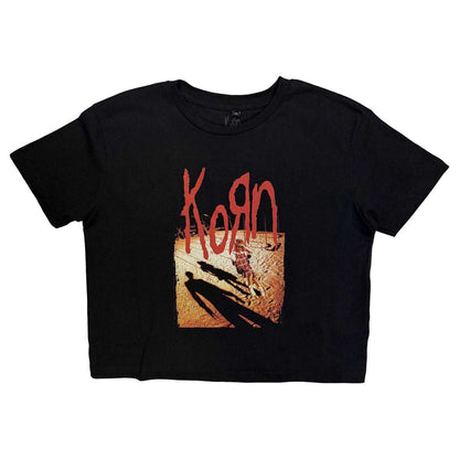 Black - Front - Korn Womens-Ladies Shadow Playground Crop Top