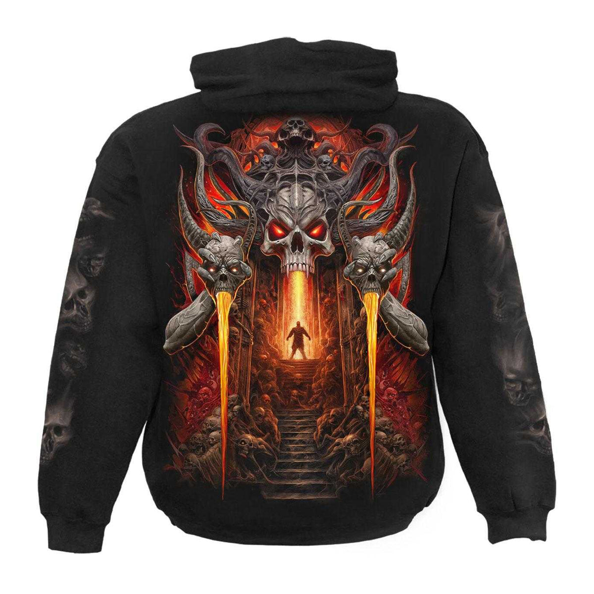 Black - Back - Spiral Direct Unisex Adult Gates Of Hell Back & Sleeve Print Hoodie