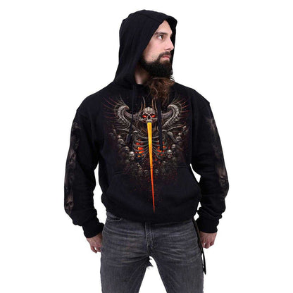 Black - Side - Spiral Direct Unisex Adult Gates Of Hell Back & Sleeve Print Hoodie