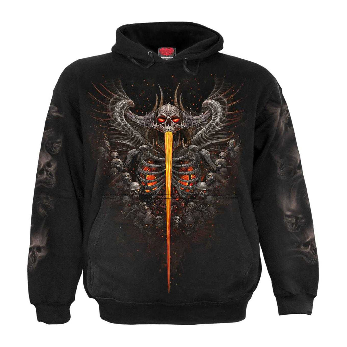 Black - Front - Spiral Direct Unisex Adult Gates Of Hell Back & Sleeve Print Hoodie