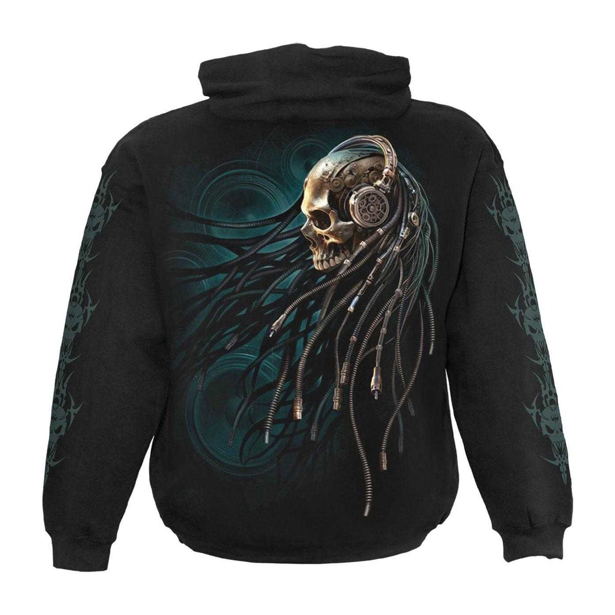 Black - Back - Spiral Direct Unisex Adult Dread Rocks Back & Sleeve Print Hoodie