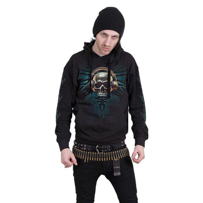 Black - Side - Spiral Direct Unisex Adult Dread Rocks Back & Sleeve Print Hoodie
