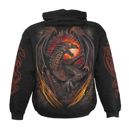 Black - Back - Spiral Direct Unisex Adult Dragon Furnace Back & Sleeve Print Hoodie