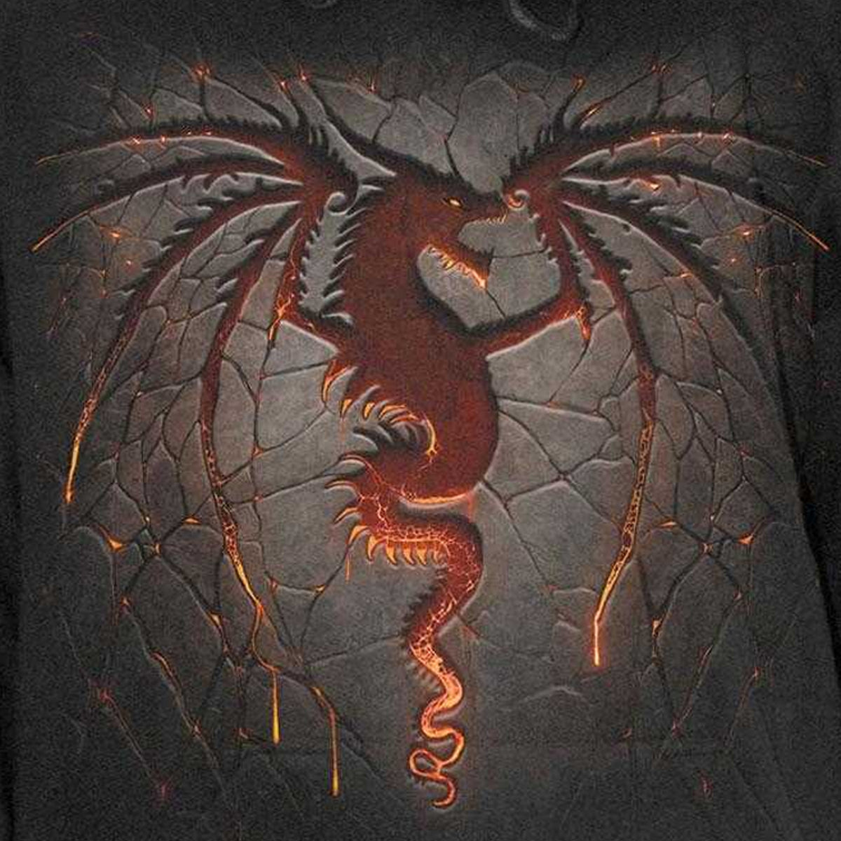Black - Side - Spiral Direct Unisex Adult Dragon Furnace Back & Sleeve Print Hoodie