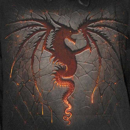 Black - Side - Spiral Direct Unisex Adult Dragon Furnace Back & Sleeve Print Hoodie