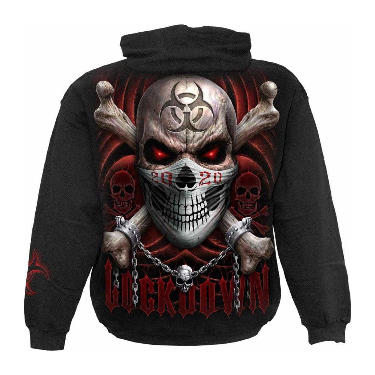 Black - Back - Spiral Direct Unisex Adult Lockdown 2020 Back & Sleeve Print Hoodie