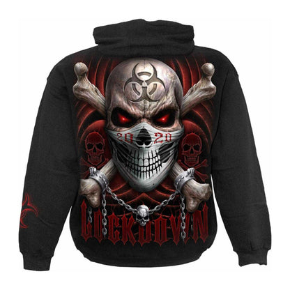 Black - Back - Spiral Direct Unisex Adult Lockdown 2020 Back & Sleeve Print Hoodie