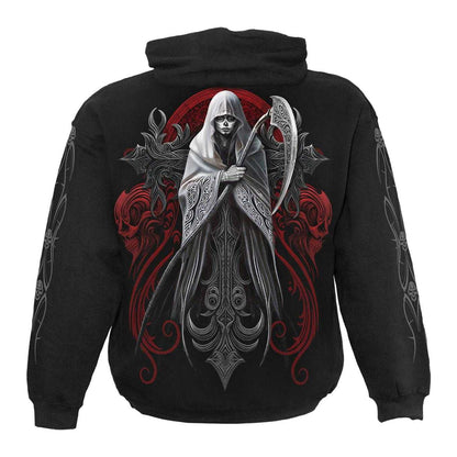 Black - Back - Spiral Direct Unisex Adult Grim Reaper Back & Sleeve Print Hoodie