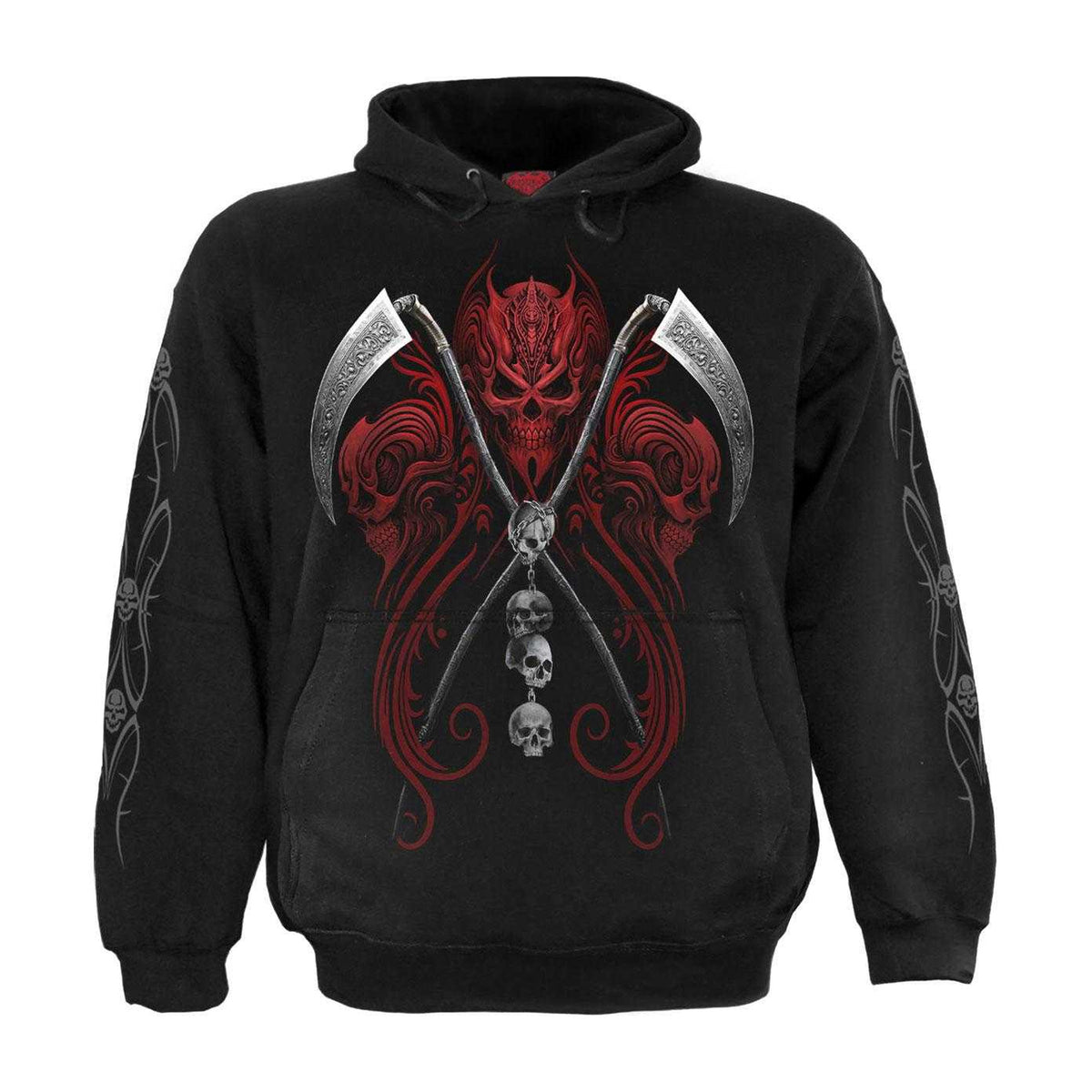 Black - Front - Spiral Direct Unisex Adult Grim Reaper Back & Sleeve Print Hoodie