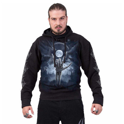 Black - Side - Spiral Direct Unisex Adult Grim Rocker Back & Sleeve Print Hoodie