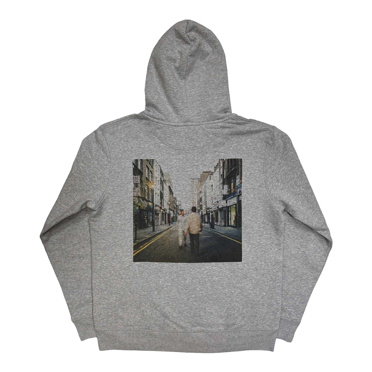 Grey-Red - Back - Oasis Unisex Adult What´s The Story Logo Full Zip Hoodie