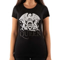 Black - Front - Queen Womens-Ladies Diamante Logo T-Shirt
