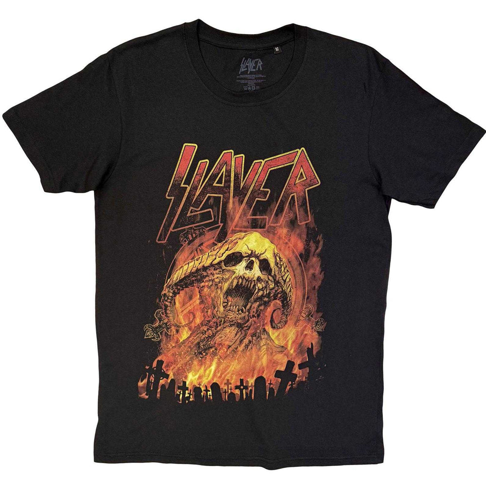 Black - Front - Slayer Unisex Adult Demoniac Distress T-Shirt