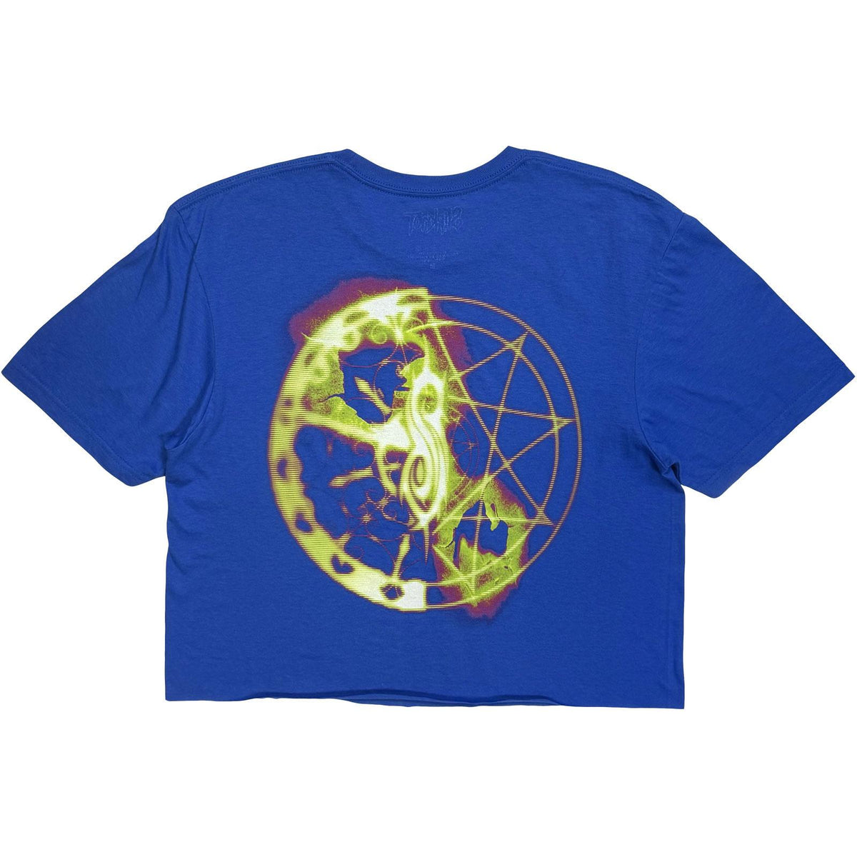 Blue - Back - Slipknot Womens-Ladies Tribal Logo Crop Top